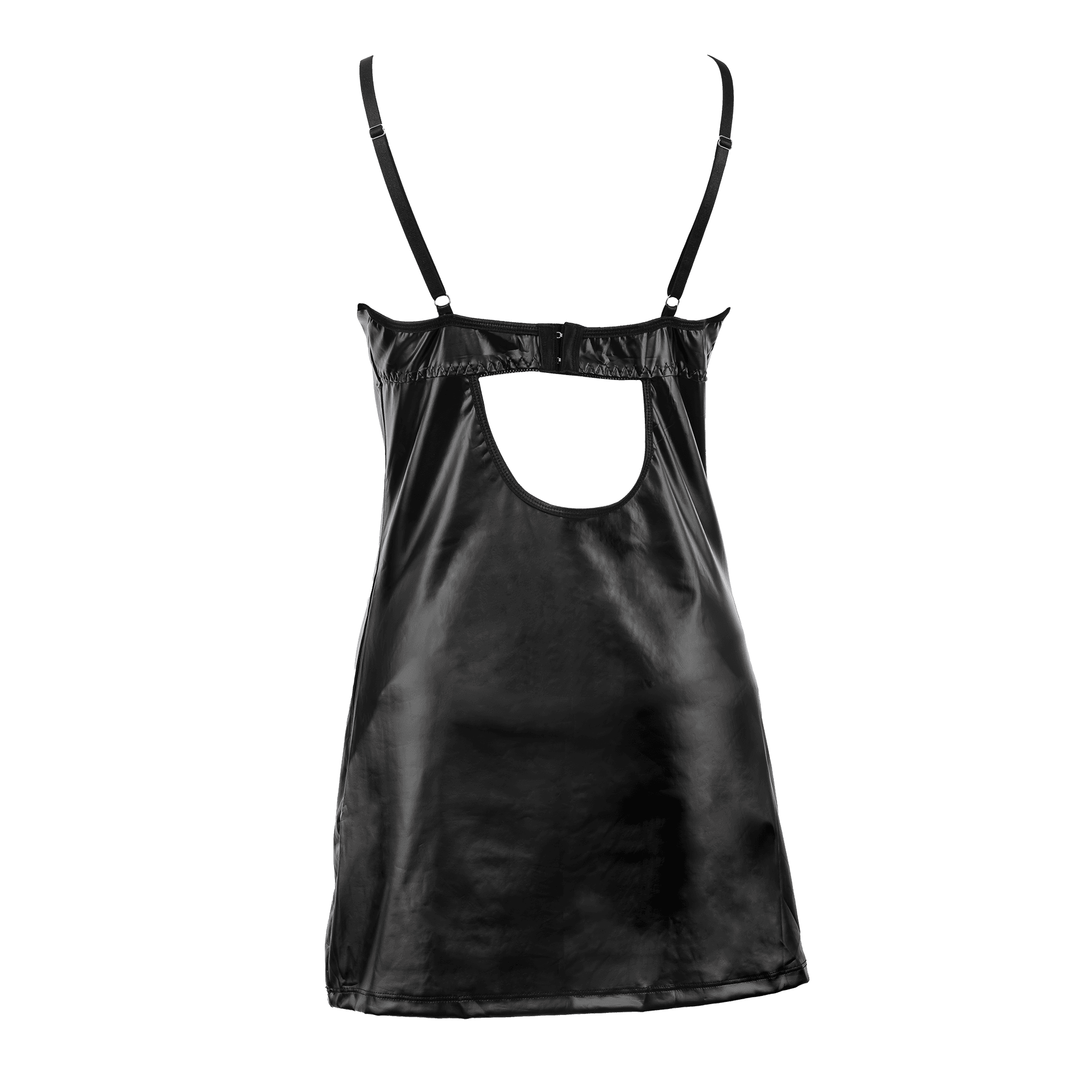 Amorable by Rimba - Wetlook Jurk met Kant - Zwart 7