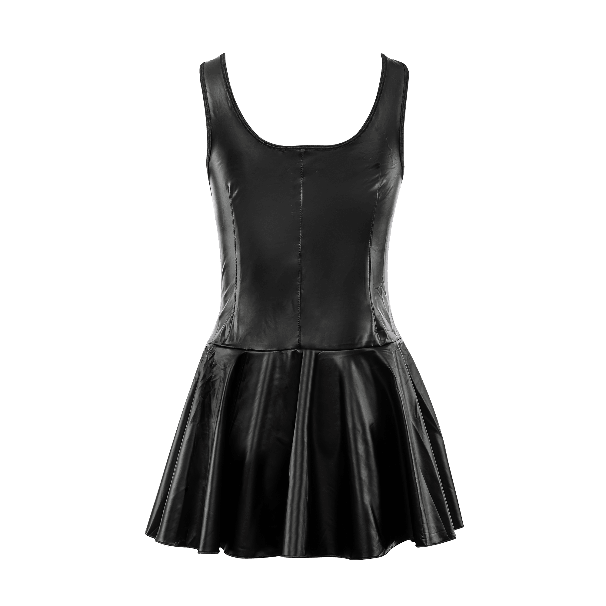 Amorable by Rimba - Wetlook Jurk met Gouden Rits - Zwart, Goud 6