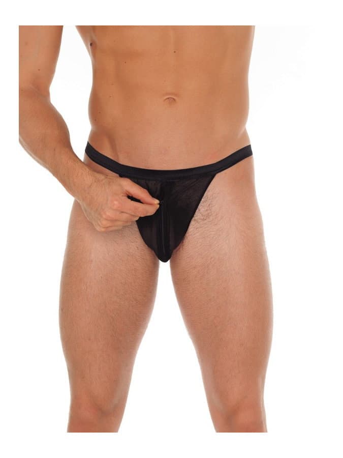 Amorable by Rimba - Doorzichtige string met ritssluiting - One Size - Zwart 1