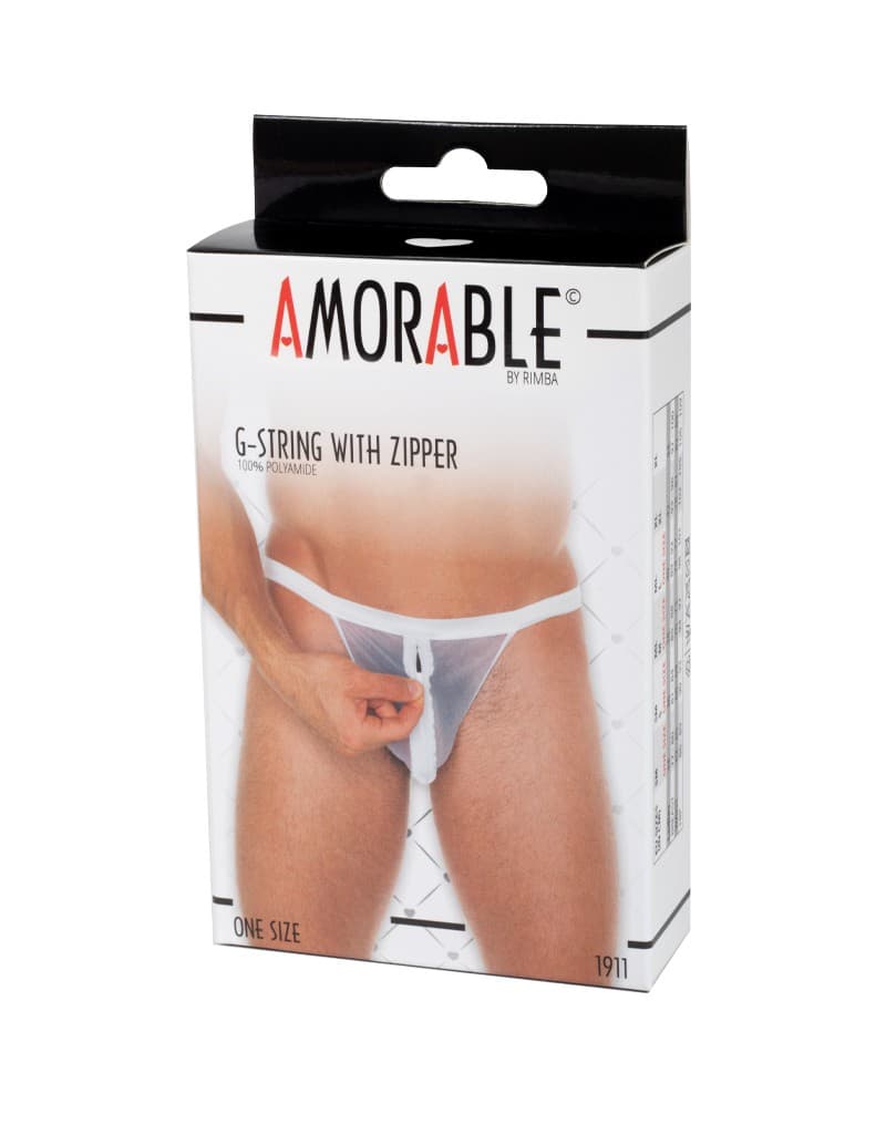 Amorable by Rimba - Doorzichtige string met ritssluiting - One Size - Wit 2