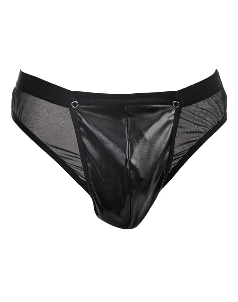 Amorable by Rimba - Doorzichtige string met lak look - One Size - Zwart 4