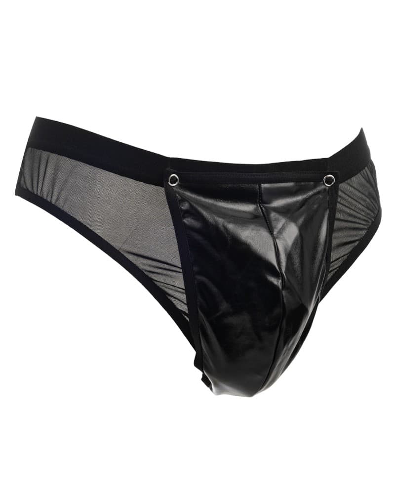 Amorable by Rimba - Doorzichtige string met lak look - One Size - Zwart 5