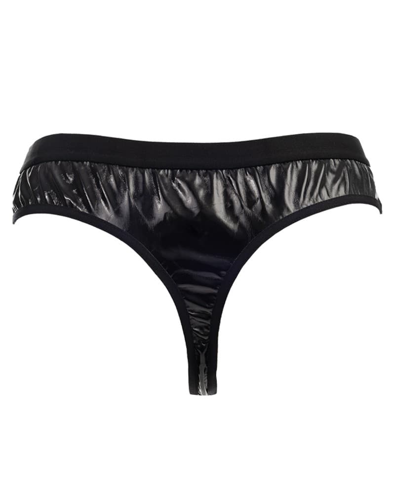Amorable by Rimba - Doorzichtige string met lak look - One Size - Zwart 6