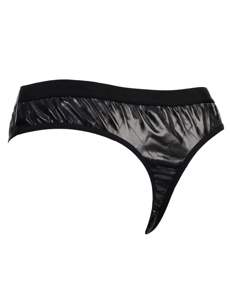 Amorable by Rimba - Doorzichtige string met lak look - One Size - Zwart 7