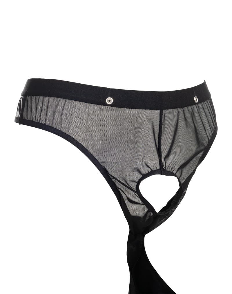 Amorable by Rimba - Doorzichtige string met lak look - One Size - Zwart 8