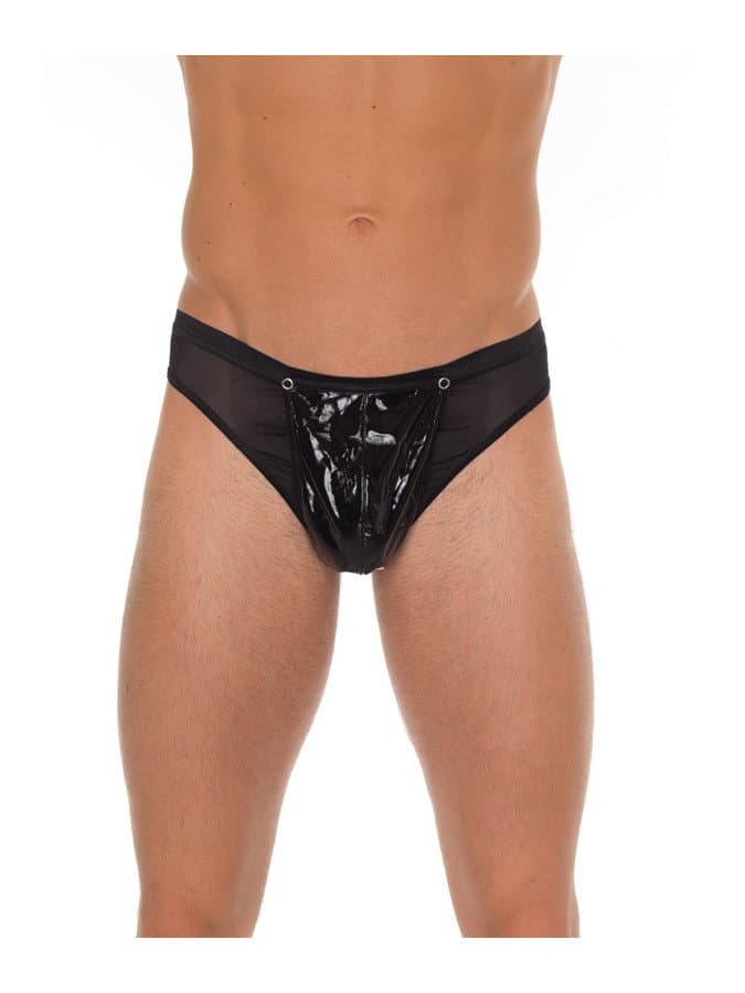 Amorable by Rimba - Doorzichtige string met lak look - One Size - Zwart 1