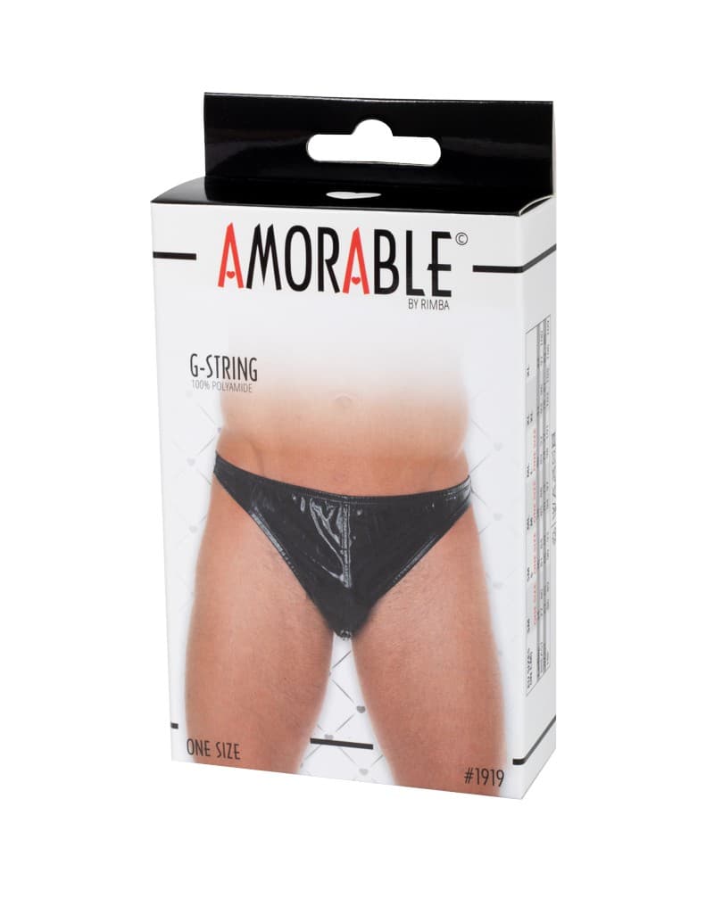 Amorable by Rimba - String met lak look - One Size - Zwart 2