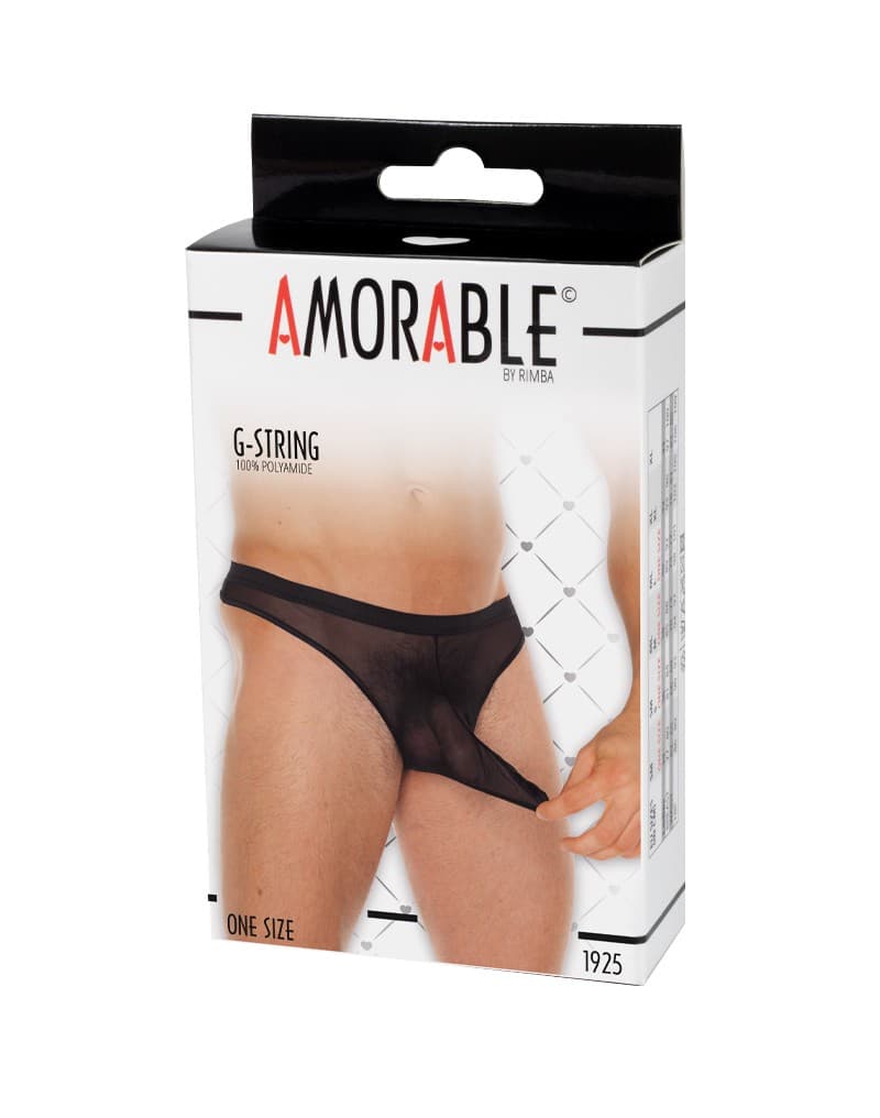 Amorable by Rimba - Doorzichtige string met tuit - One Size - Zwart 2