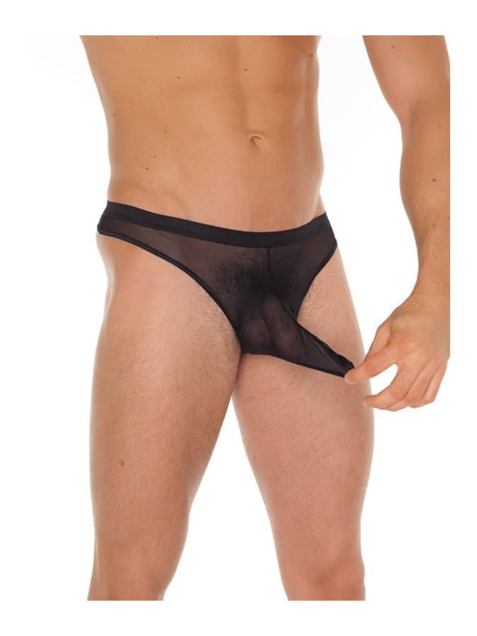 Amorable by Rimba - Doorzichtige string met tuit - One Size - Zwart 1