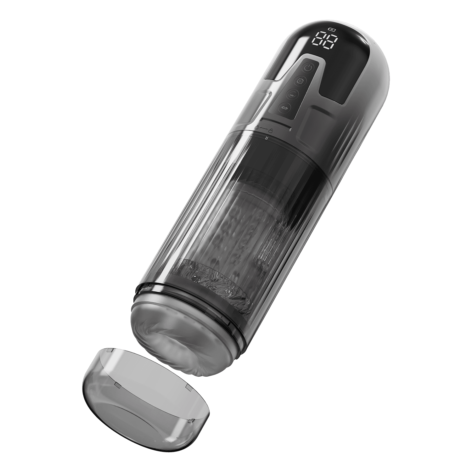 Rimba Toys – Orgastobator 08 Masturbator voor Mannen – Zwart & Transparant 7