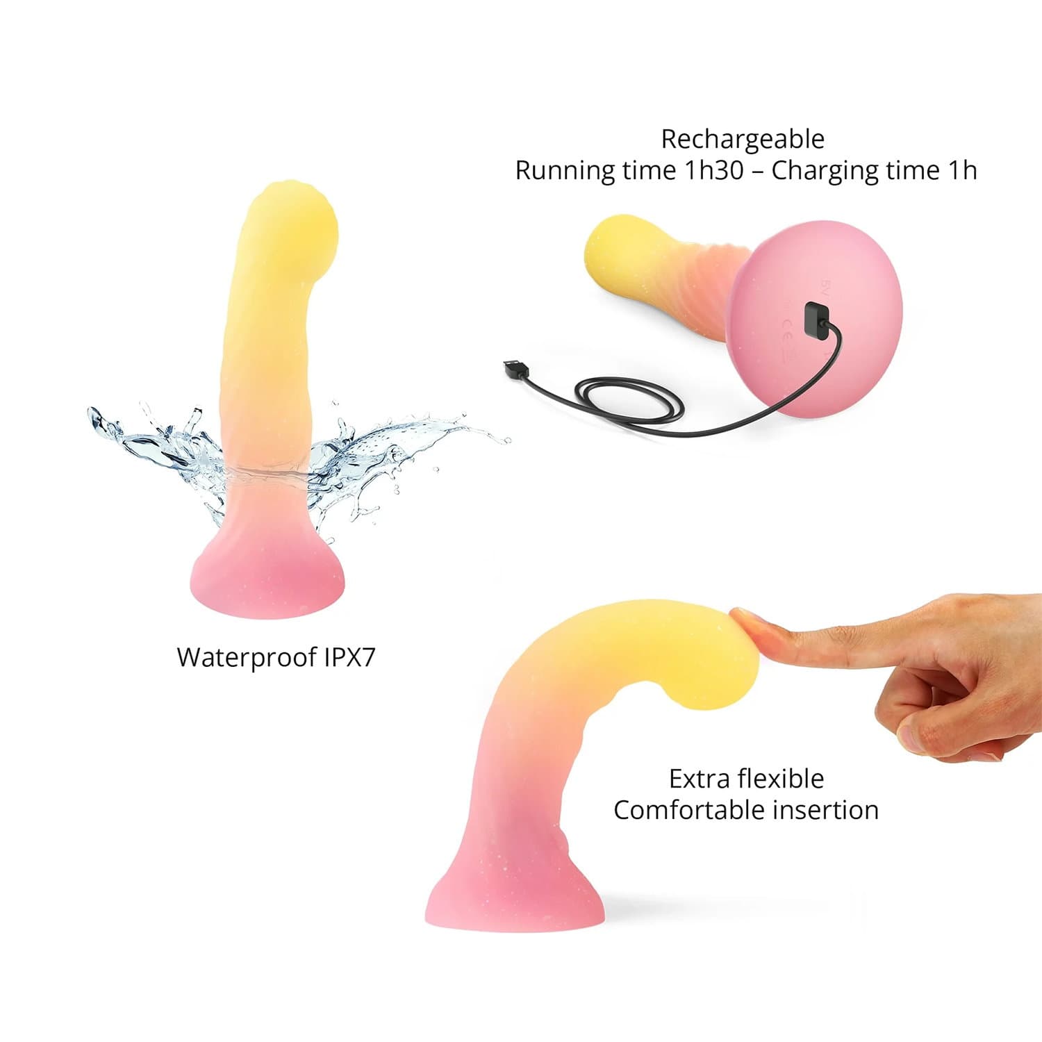 Love to Love - Sugar Bomb - Dildo met Led - Roze/Geel 6