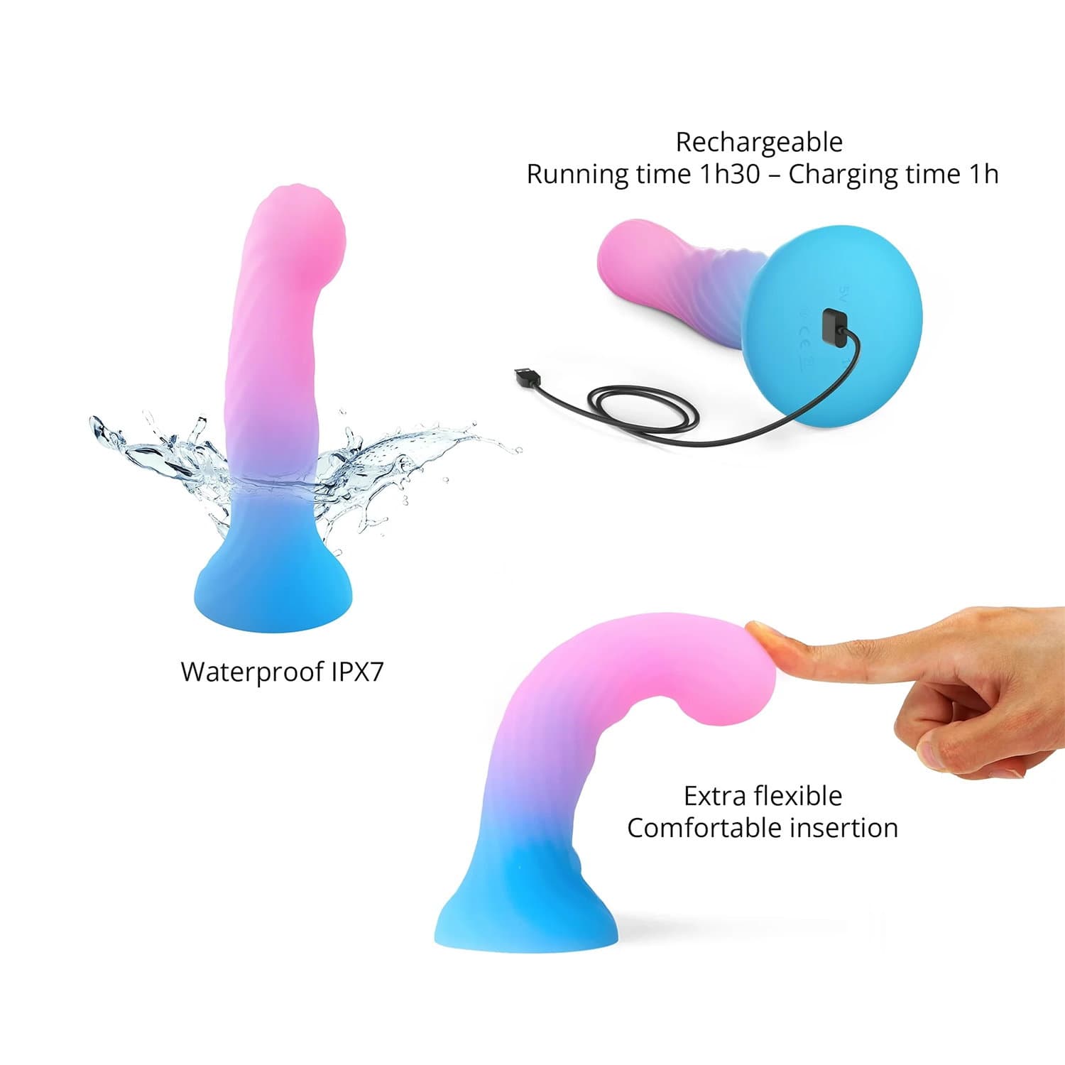 Love to Love - Candy Loop - Dildo met Led - Blauw/Roze 6