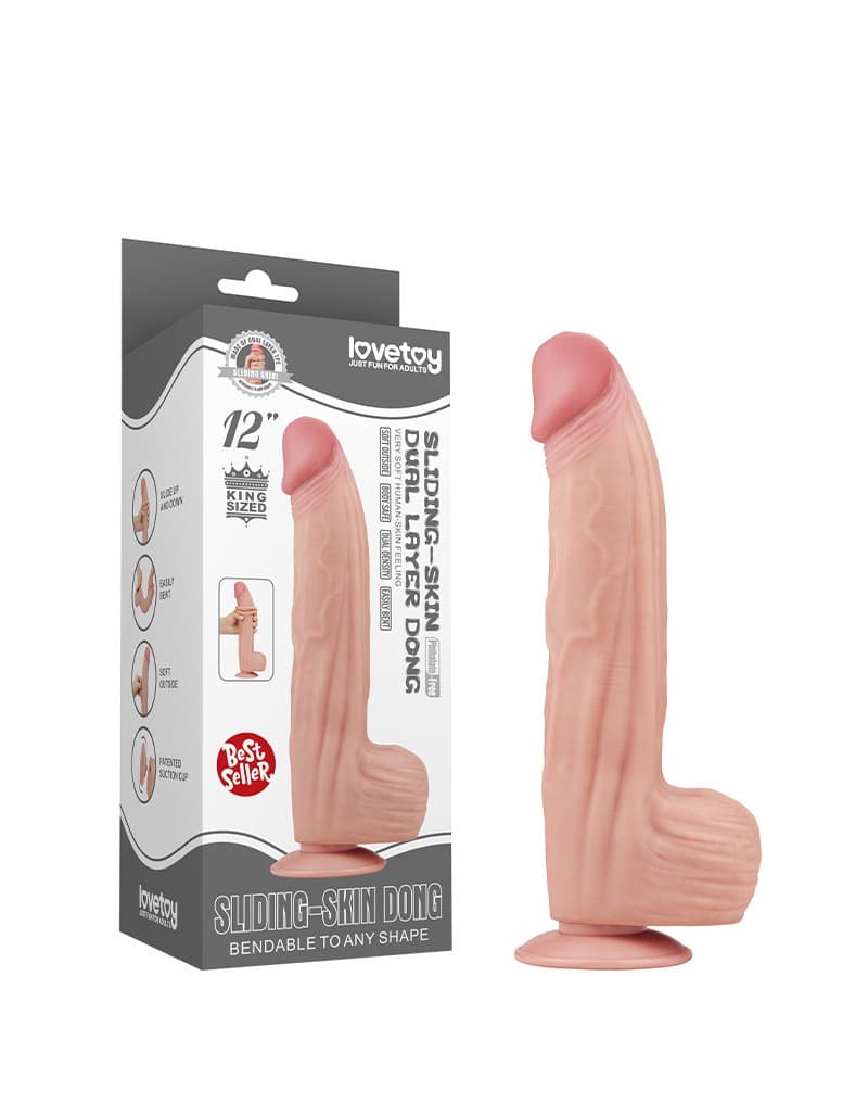 LoveToy - Sliding Skin Dildo 31 cm - Nude 2