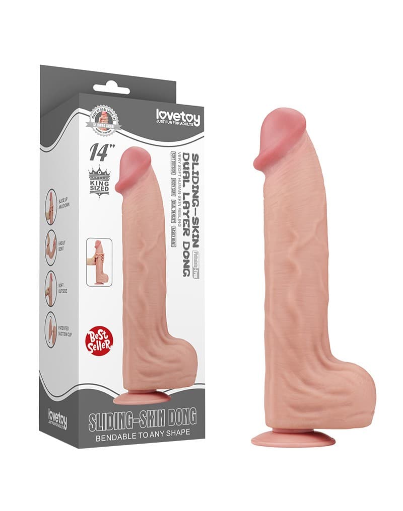 LoveToy - Sliding Skin Dildo 36 cm - Nude 2