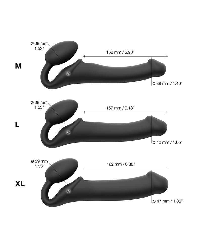Strap-On-Me - Buigbare Strap-On Vibrator met Afstandsbediening Maat M - Zwart 4