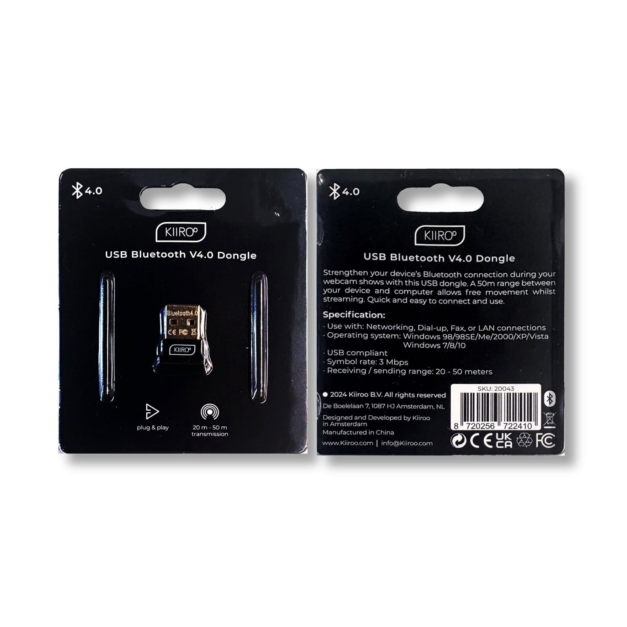 KIIROO - USB Bluetooth V4.0 Dongle - Zwart 2
