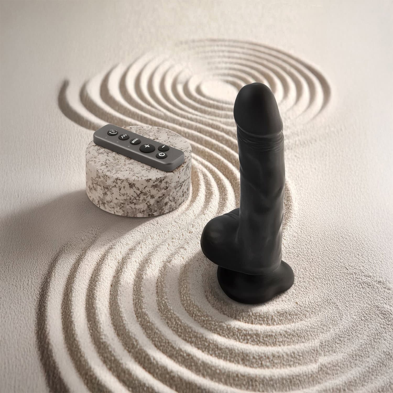 Strap-On-Me - Roterende & vibrerende realistische dildo - maat L - zwart 5