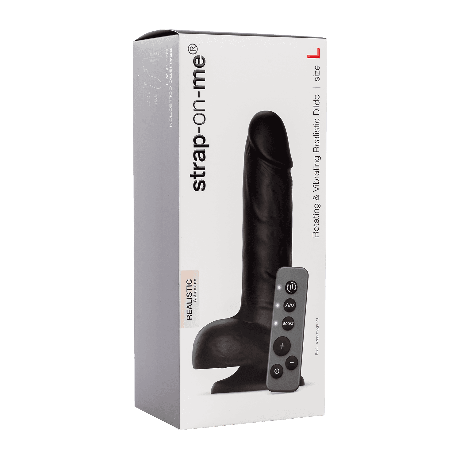Strap-On-Me - Roterende & vibrerende realistische dildo - maat L - zwart 2