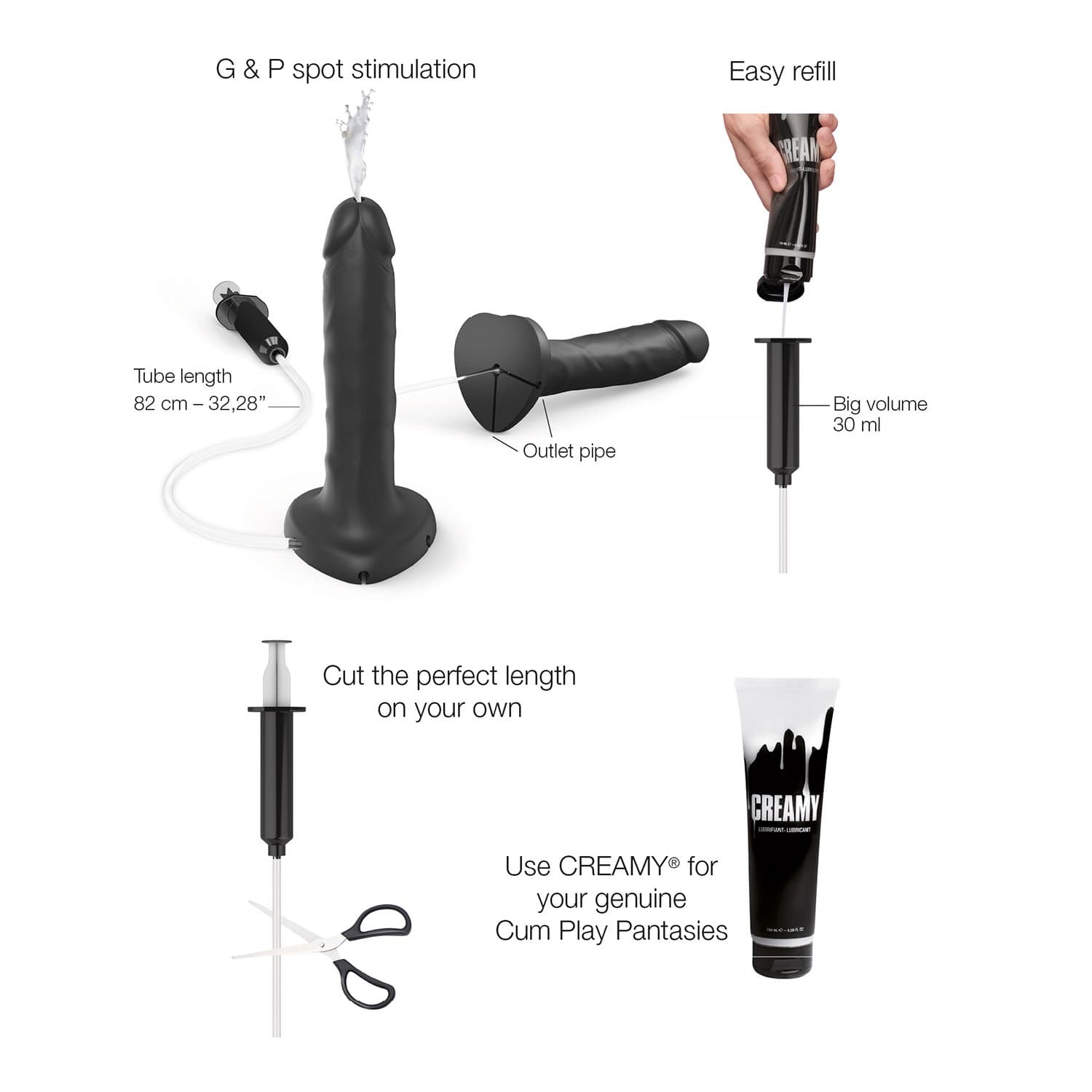 Strap-On-Me - Squirting Cum Dildo Realistic - Size XL - Black 3