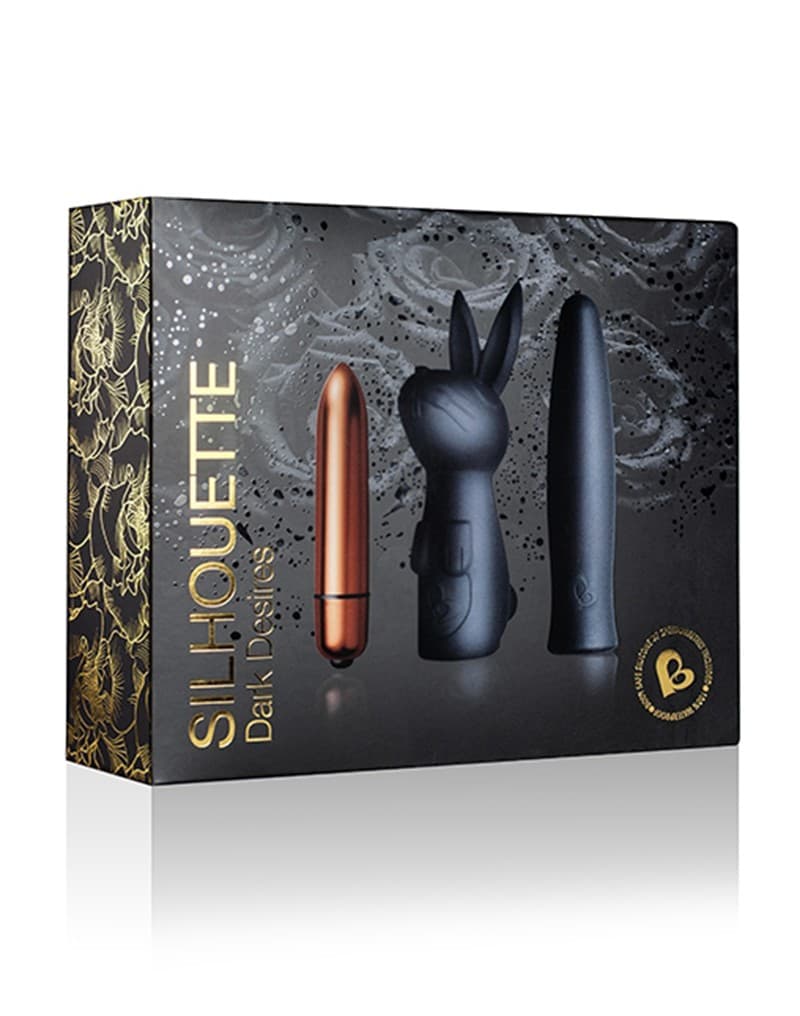 Rocks-Off - Dark Desires Kit - Bullet Vibrator met sleeves - Zwart / Goud 2