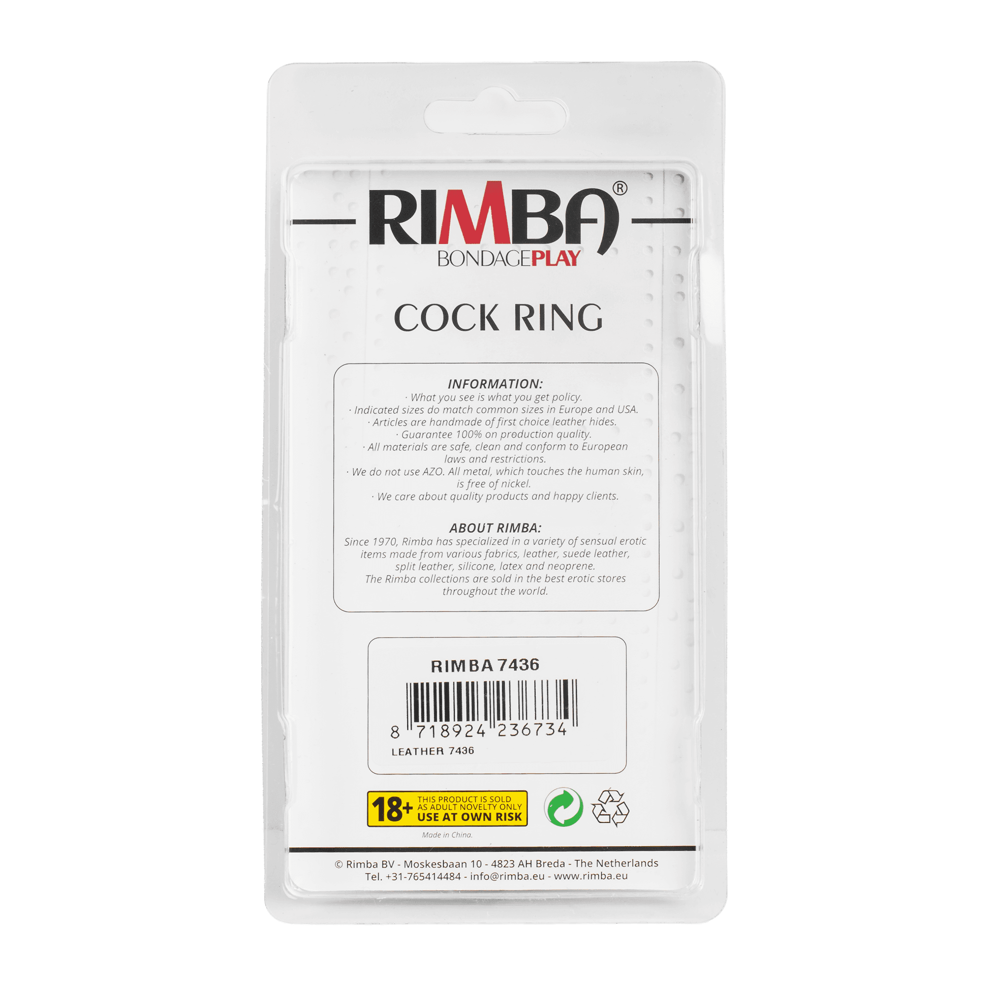 Rimba - Lederen Cock Ring (art. 7436) 7