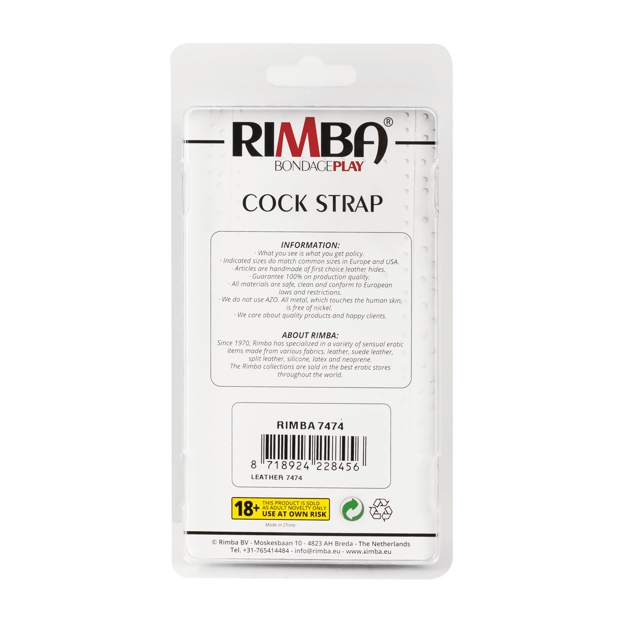 Rimba - cockring met verwisselbare ring van 40 mm en balzak riem 8