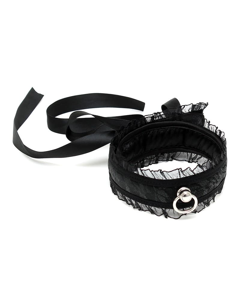 Rimba Bondage Play - Satijn Look Kraag - One Size - Zwart 2