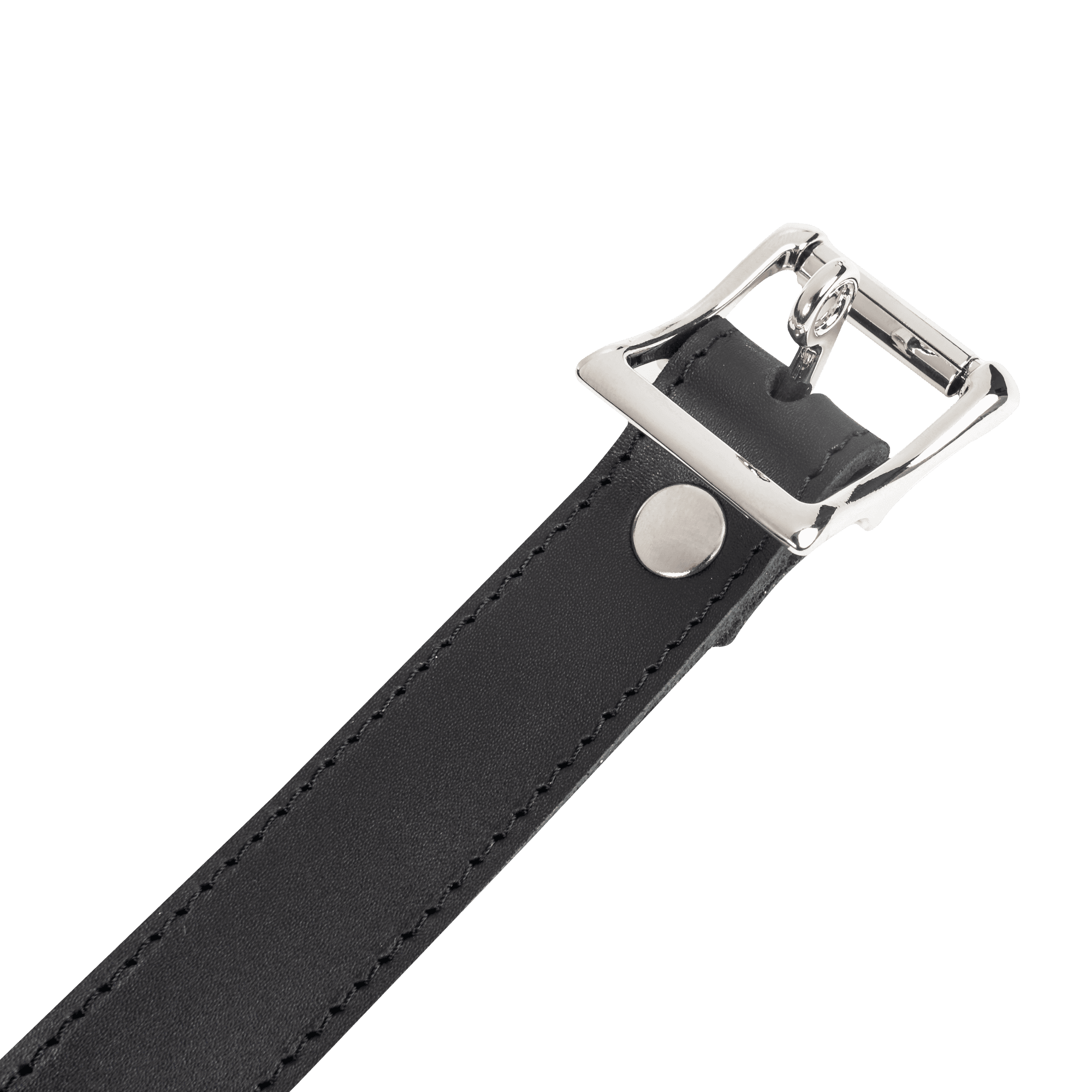 Rimba Bondage Play - Lederen Halsband met Hangslotsluiting - Zwart 4