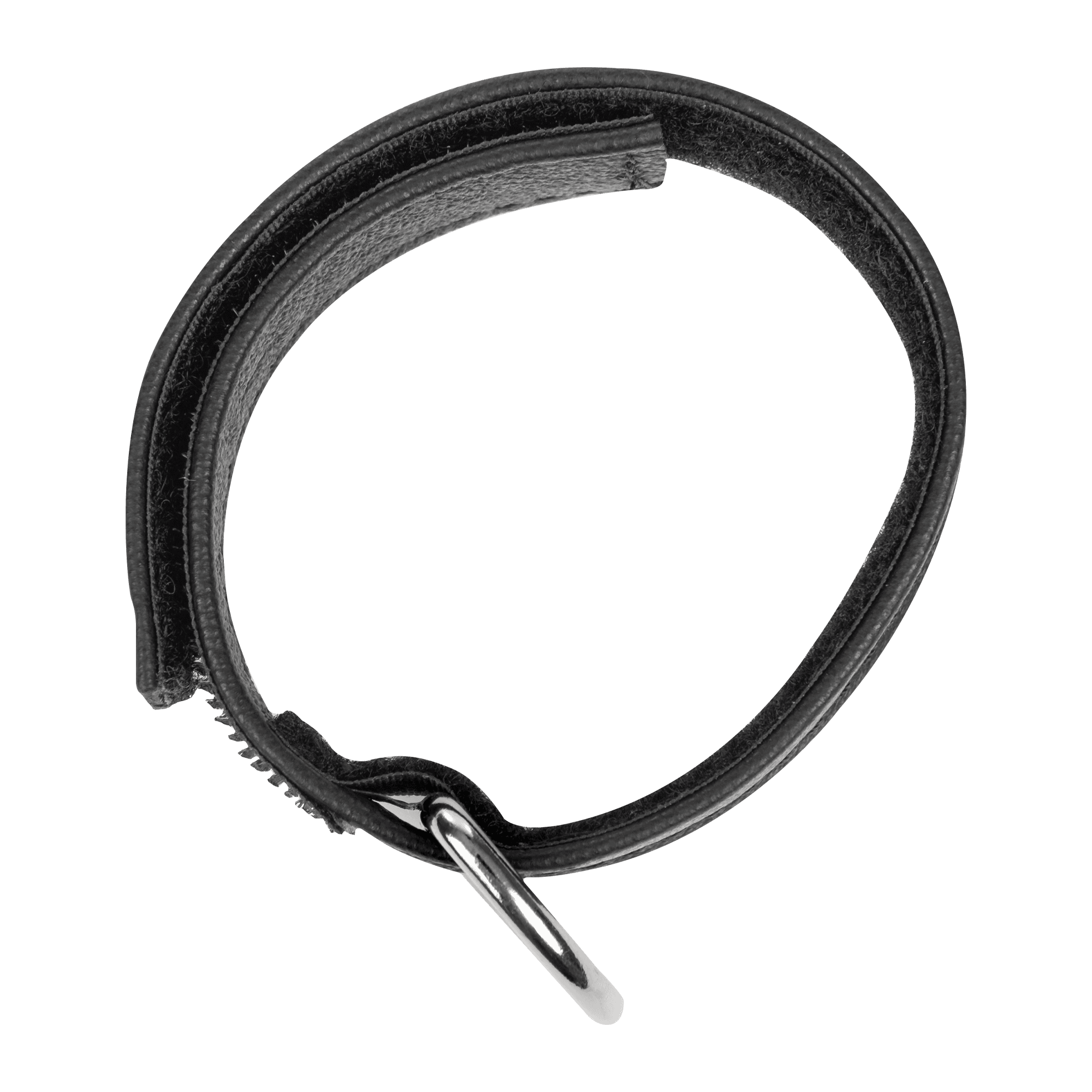 Rimba Bondage Play - Lederen Halsband met Klittenband - Zwart 5
