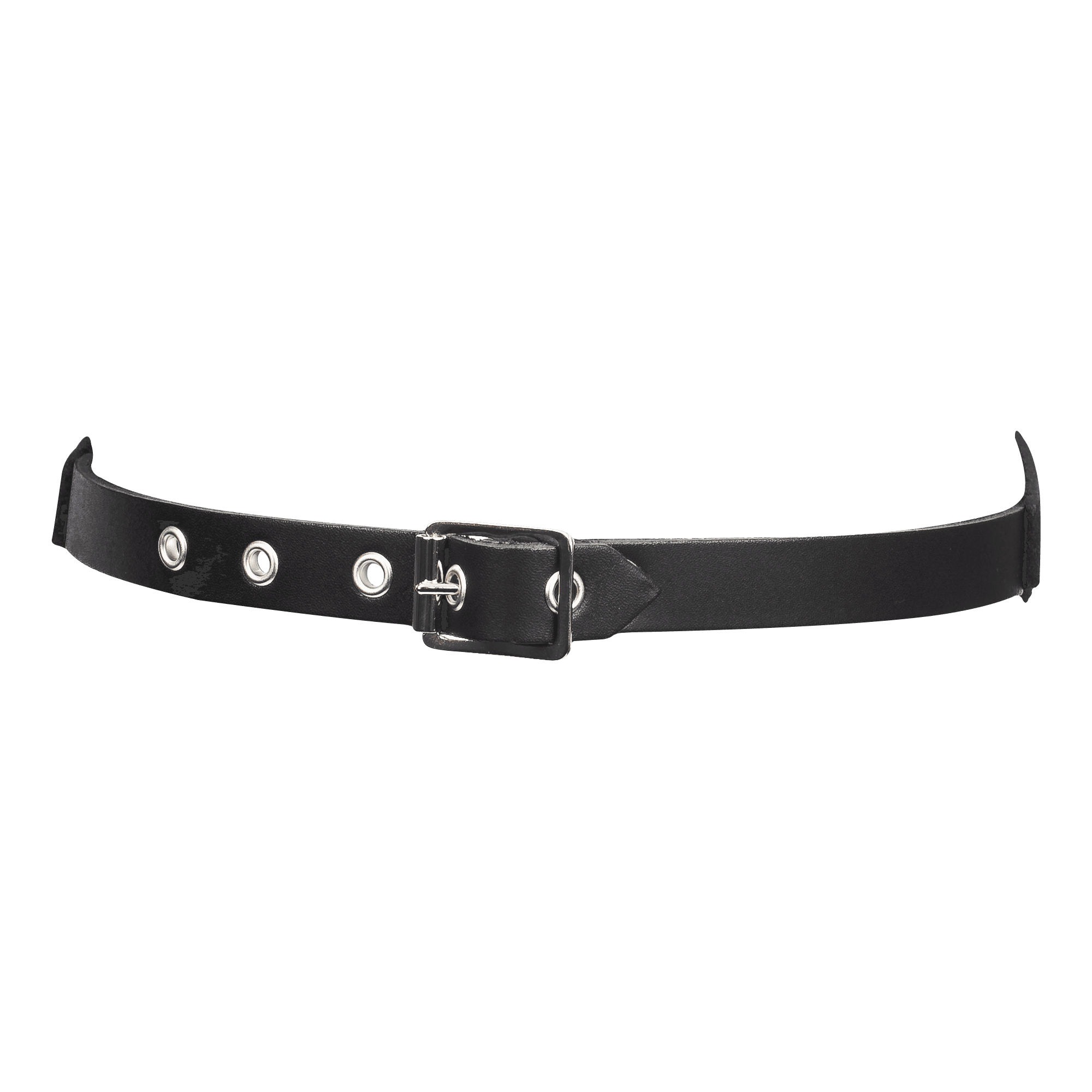 Rimba Bondage Play - Lederen Masker met Kettingdecoratie - Zwart & Zilver 6
