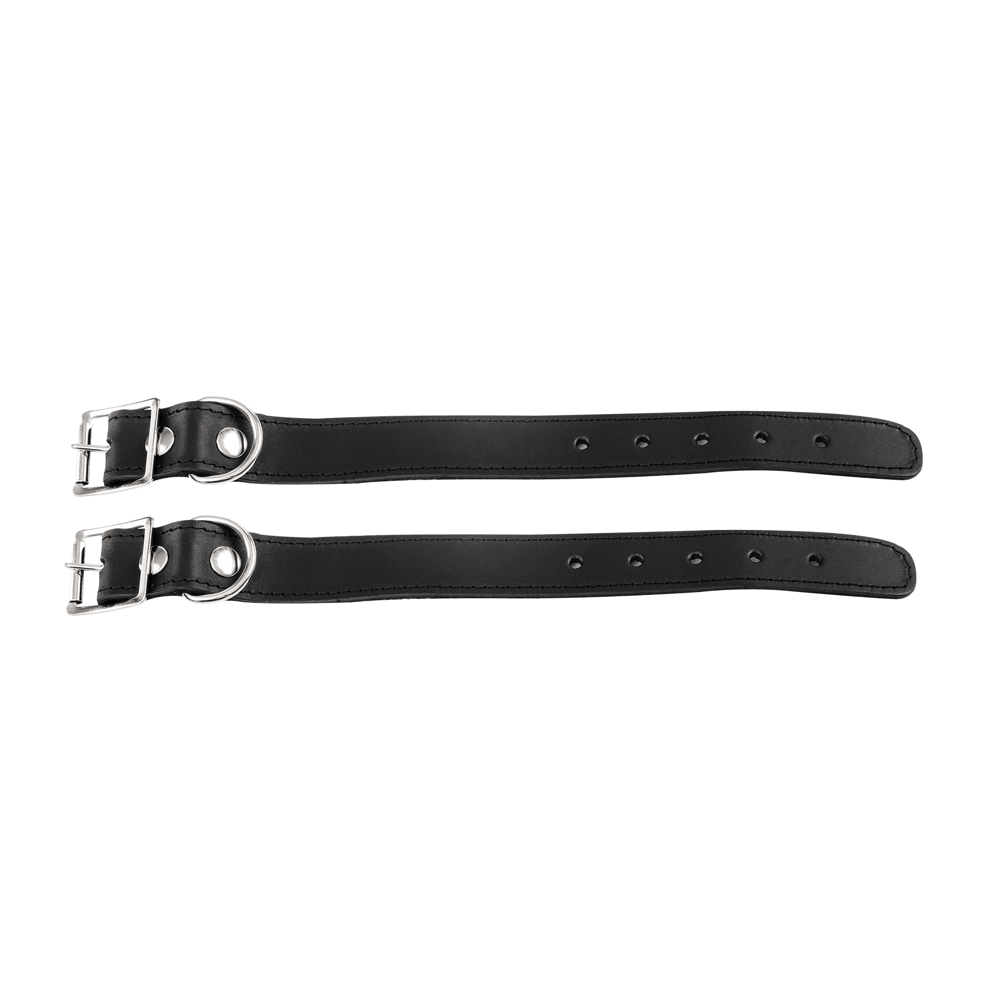 Rimba Bondage Play - Lederen Handboeien met Afneembare Ketting - Zwart & Zilver 6
