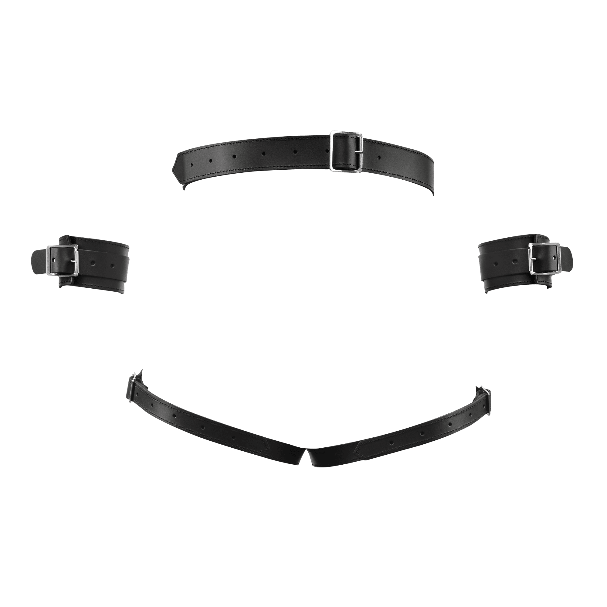 Rimba Bondage Play - Luxe lederen bondageharnas met boeien - Zwart 6