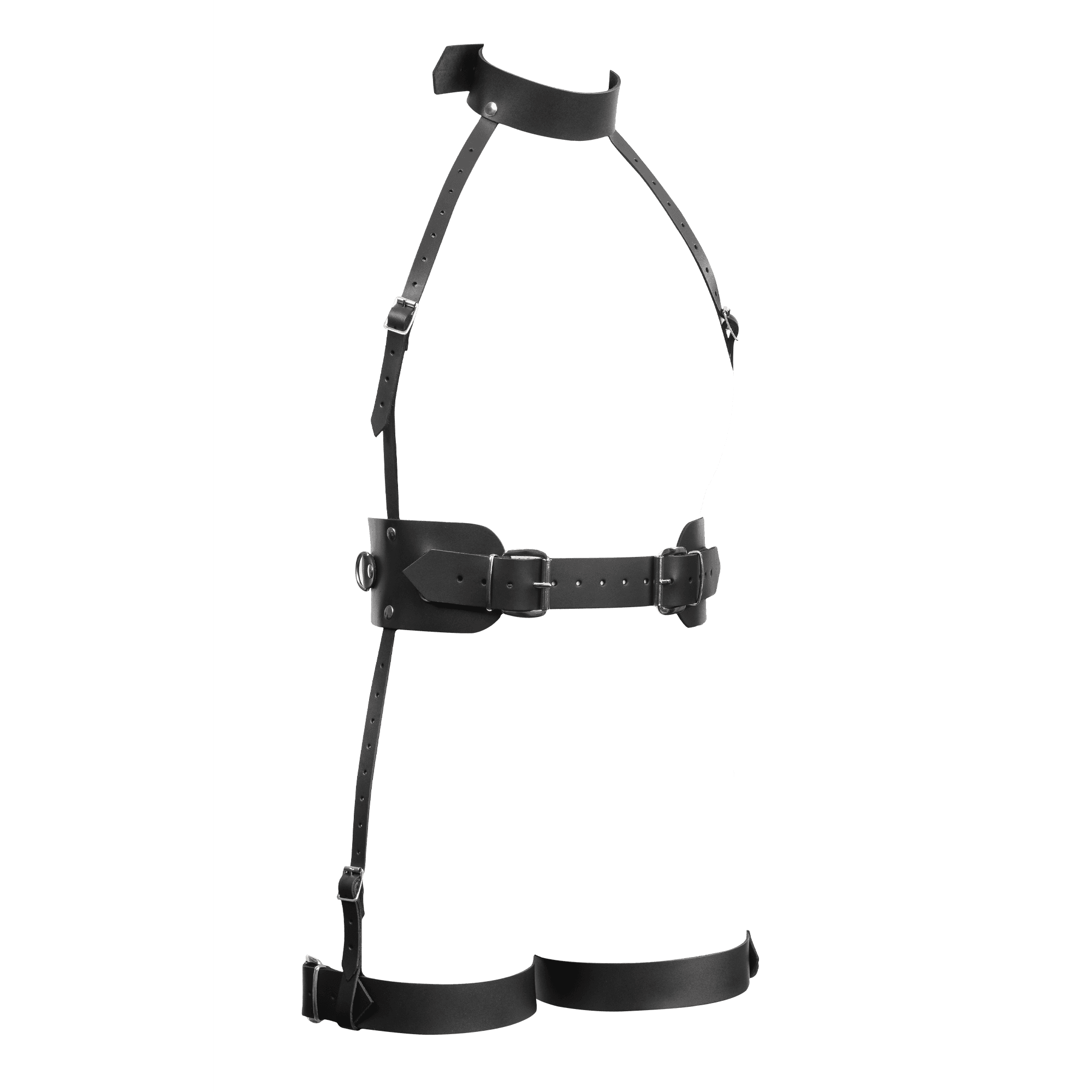 Rimba Bondage Play - Lederen Full Body Bondage Harnas - Zwart 5