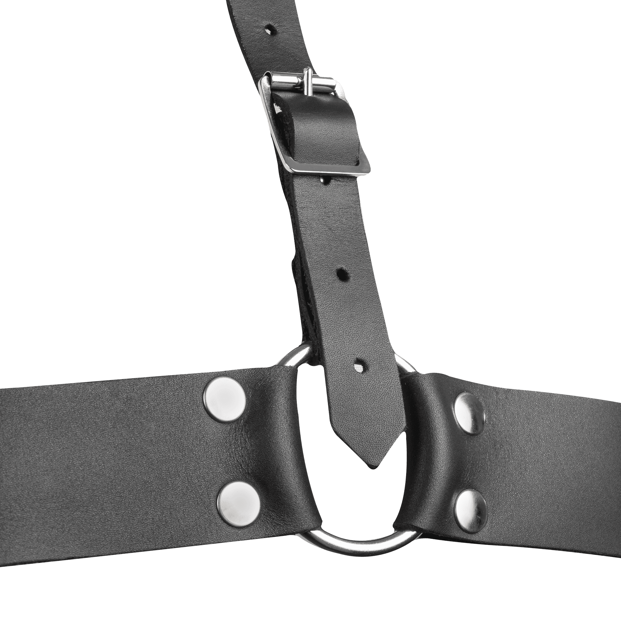 Rimba Bondage Play - Lederen Borstharnas met Halsband - Zwart (art. 8257) 7