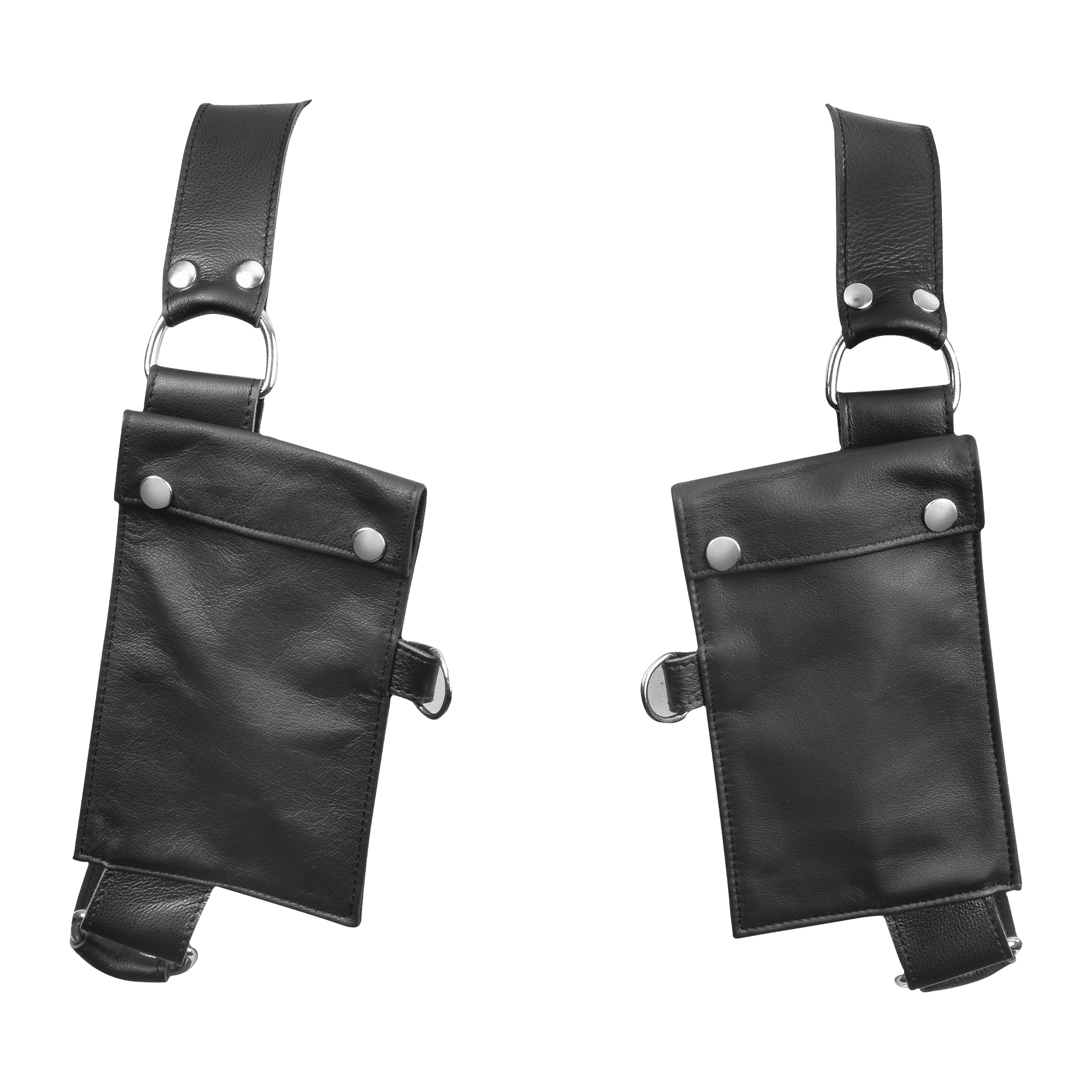 Rimba Bondage Play - Luxe Lederen Borstharnas met Zakken - Zwart 7
