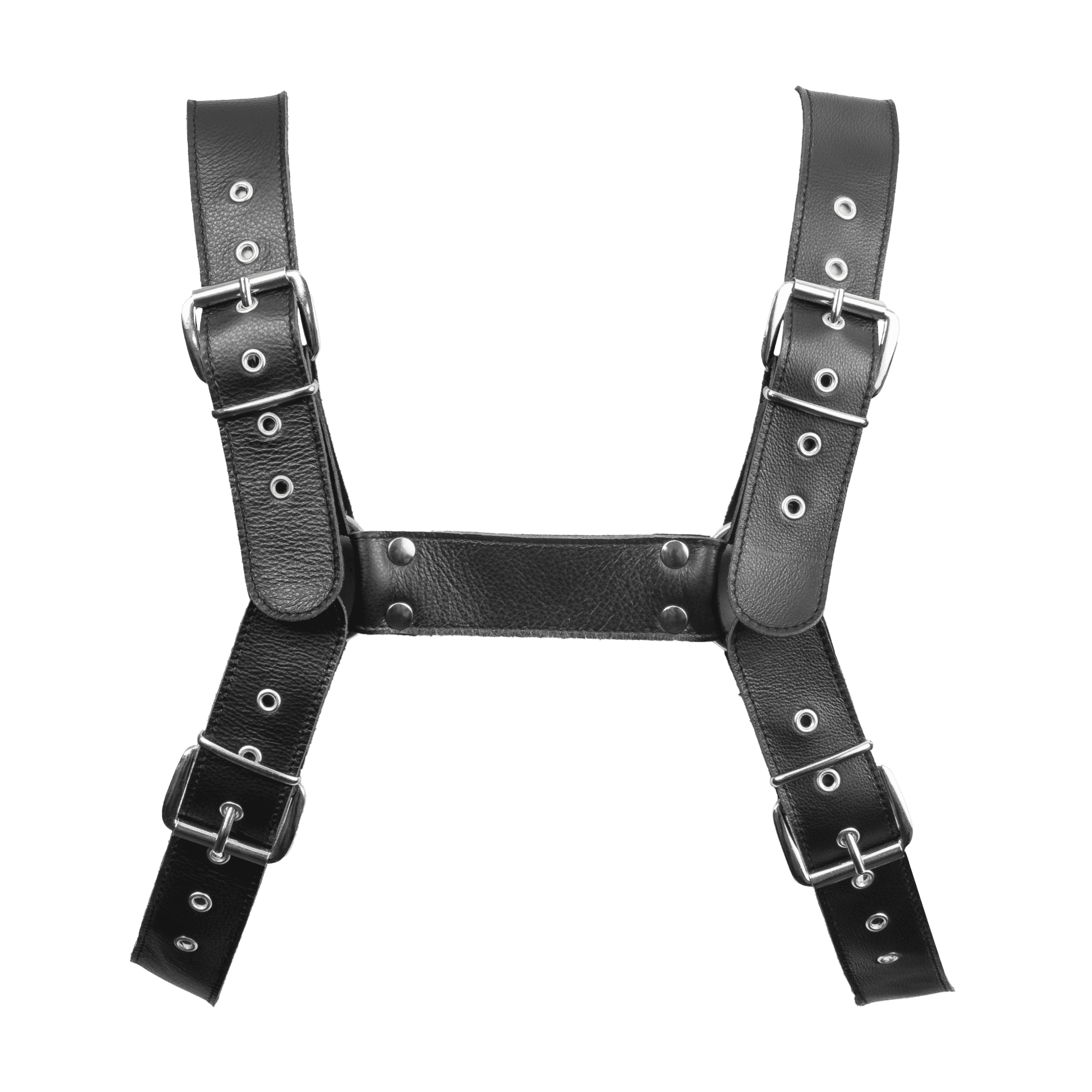 Rimba Bondage Play - Luxe Lederen Borstharnas met Zakken - Zwart 6