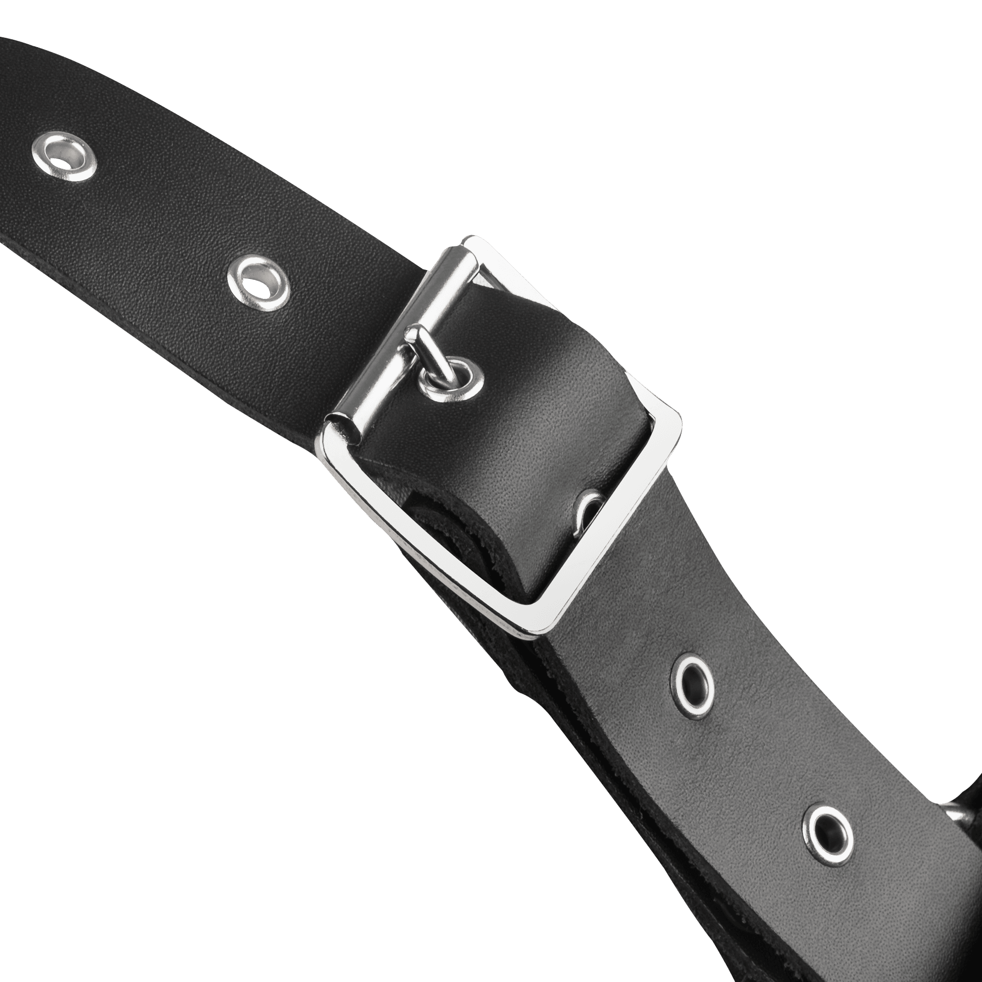 Rimba Bondage Play - Lederen Borstharnas met Kettingen - Zwart & Zilver 7