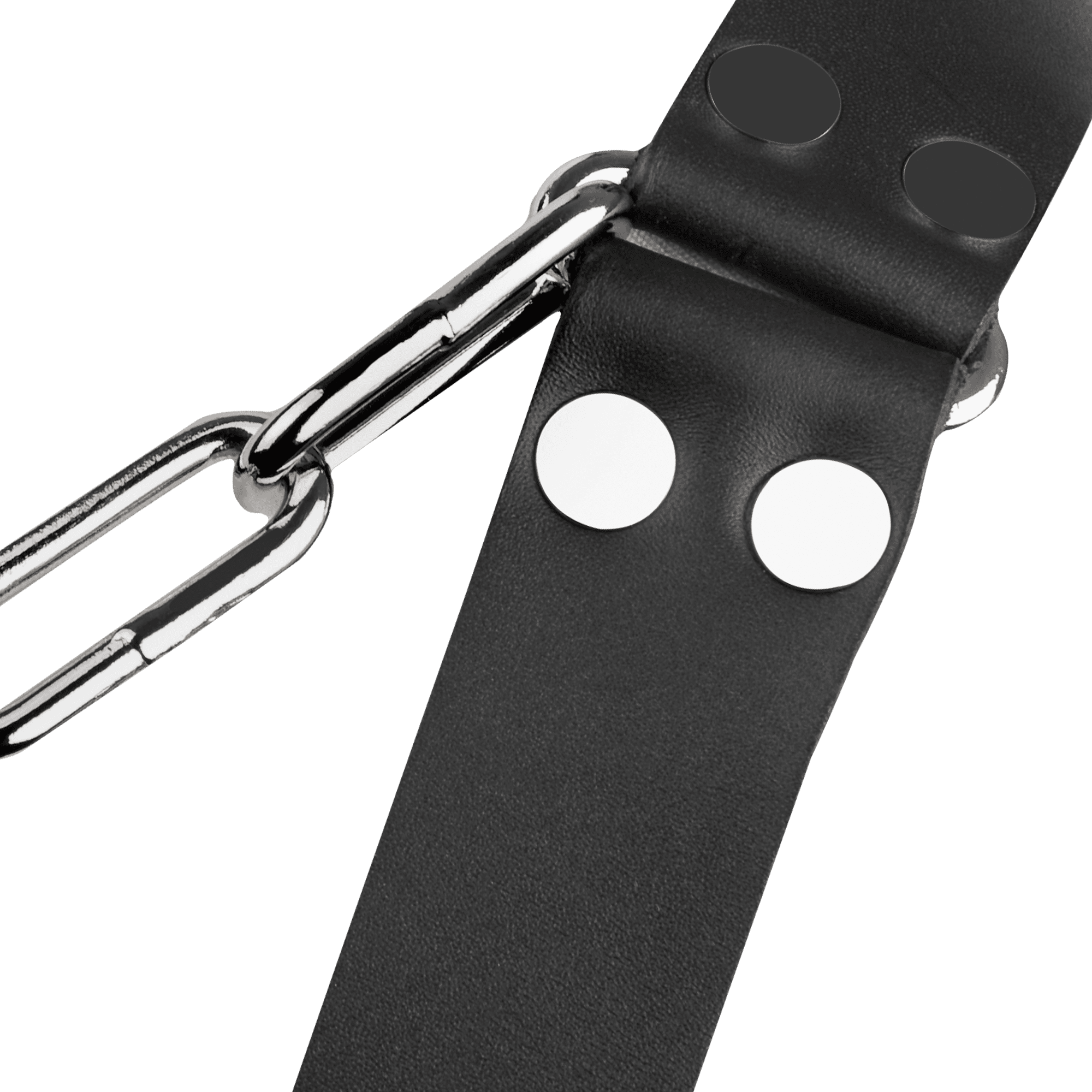 Rimba Bondage Play - Lederen Borstharnas met Kettingen - Zwart & Zilver 8