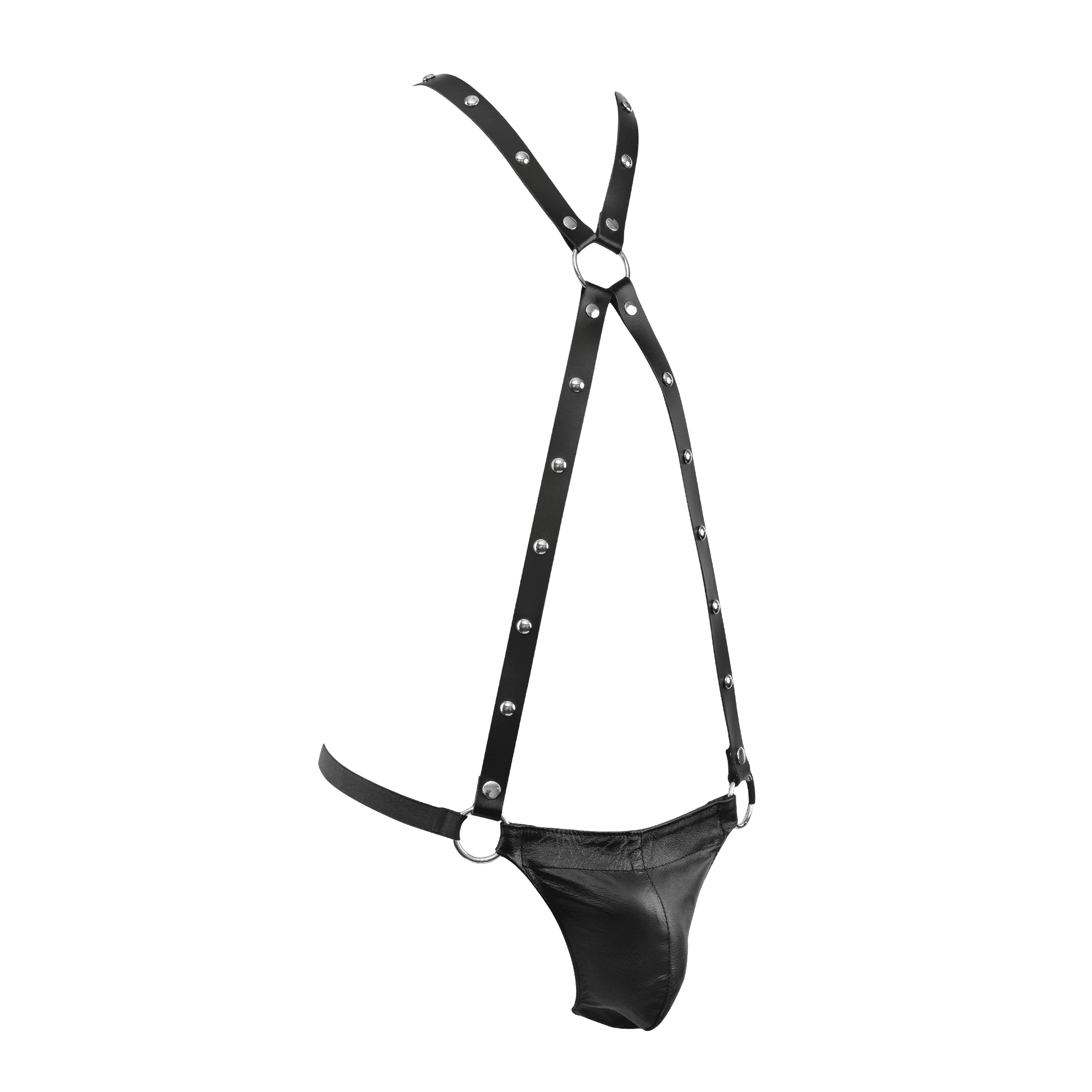 Rimba Bondage Play - Lederen Bodyharnas met Slip - Zwart 5