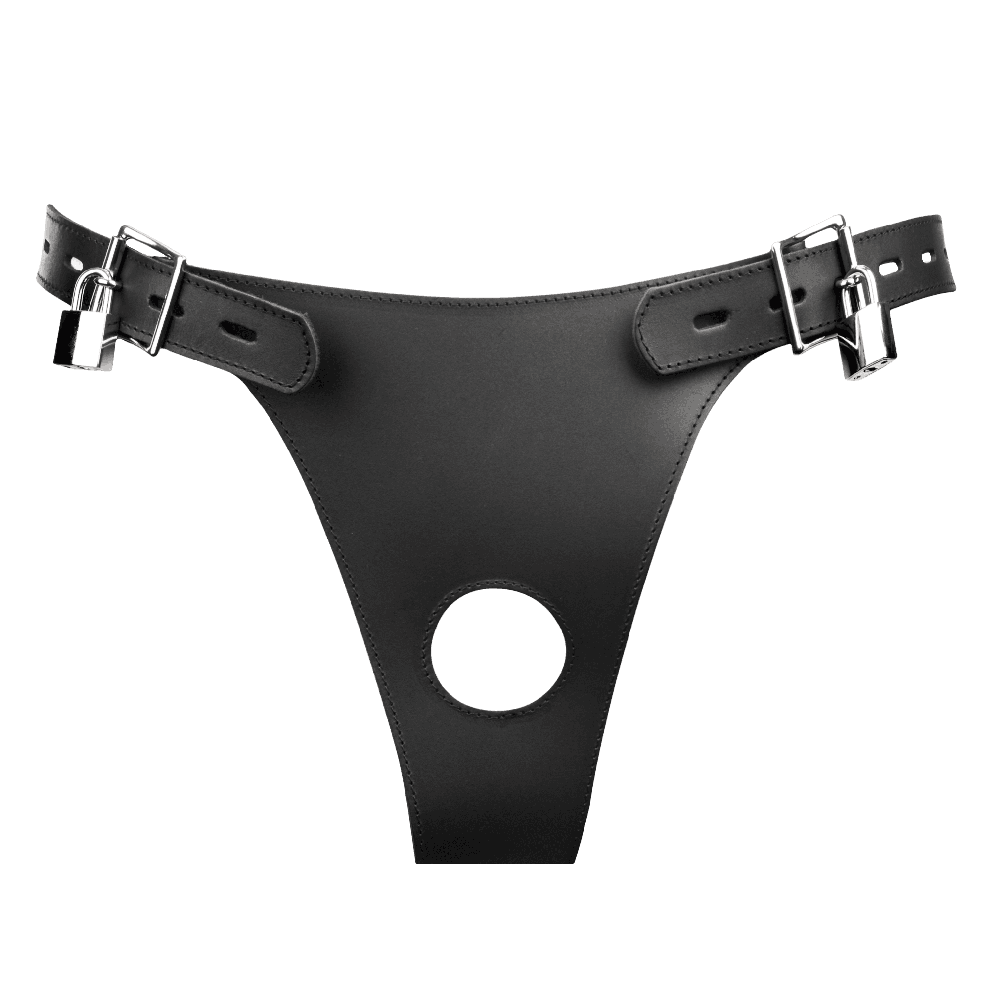 Rimba Bondage Play - Lederen Kuisheidsslip voor Mannen met Opblaasbare Anale Plug - Zwart 6