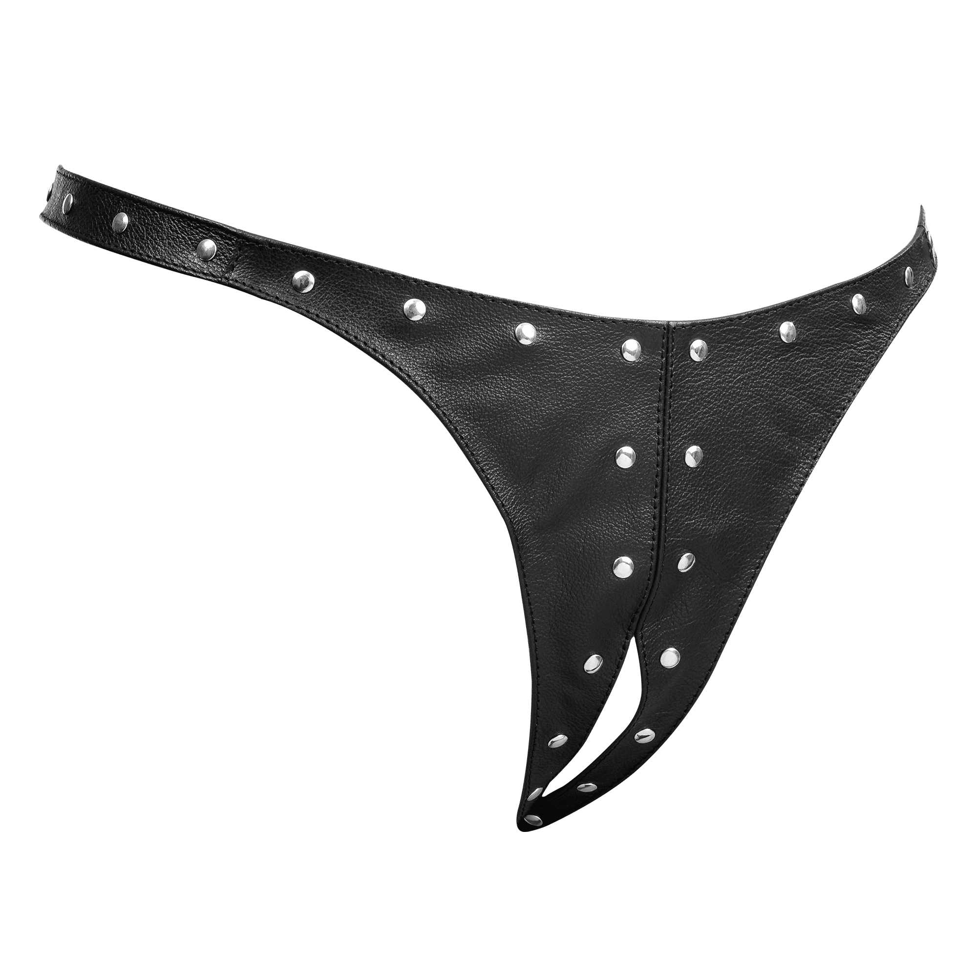 Rimba Bondage Play - Open Lederen String met Decoratie - Zwart 5