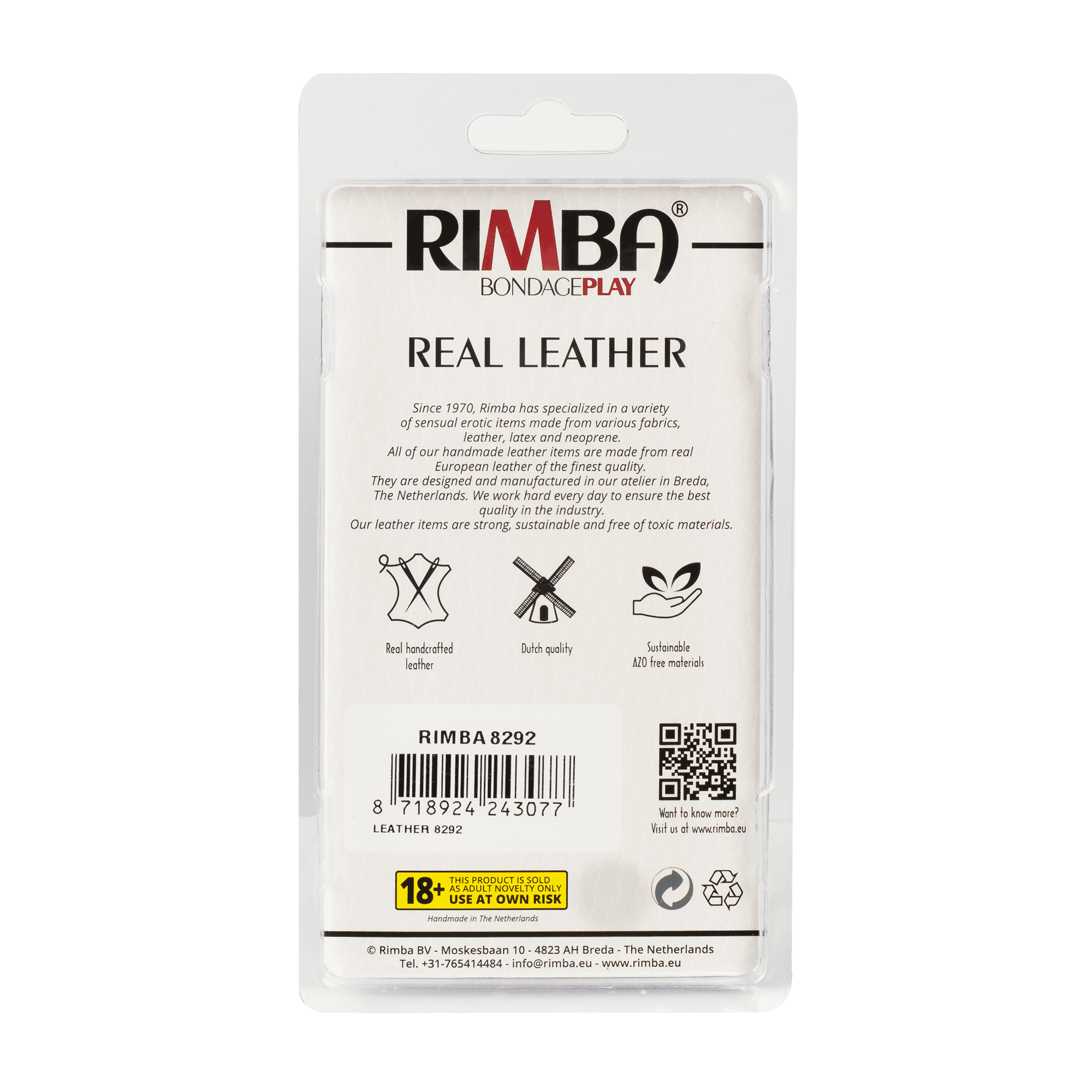 Rimba Bondage Play - Lederen Peniskoker met spijkers - Zwart 8
