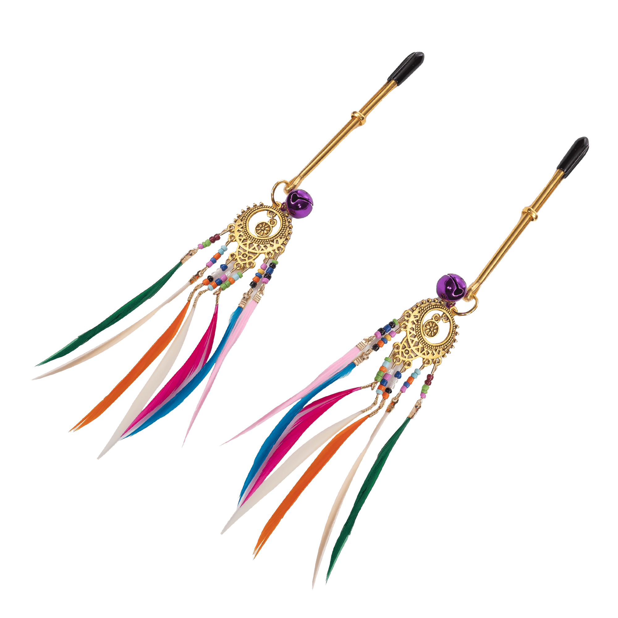Rimba Bondage Play - Tepelklemmen met veren - Multicolor 3