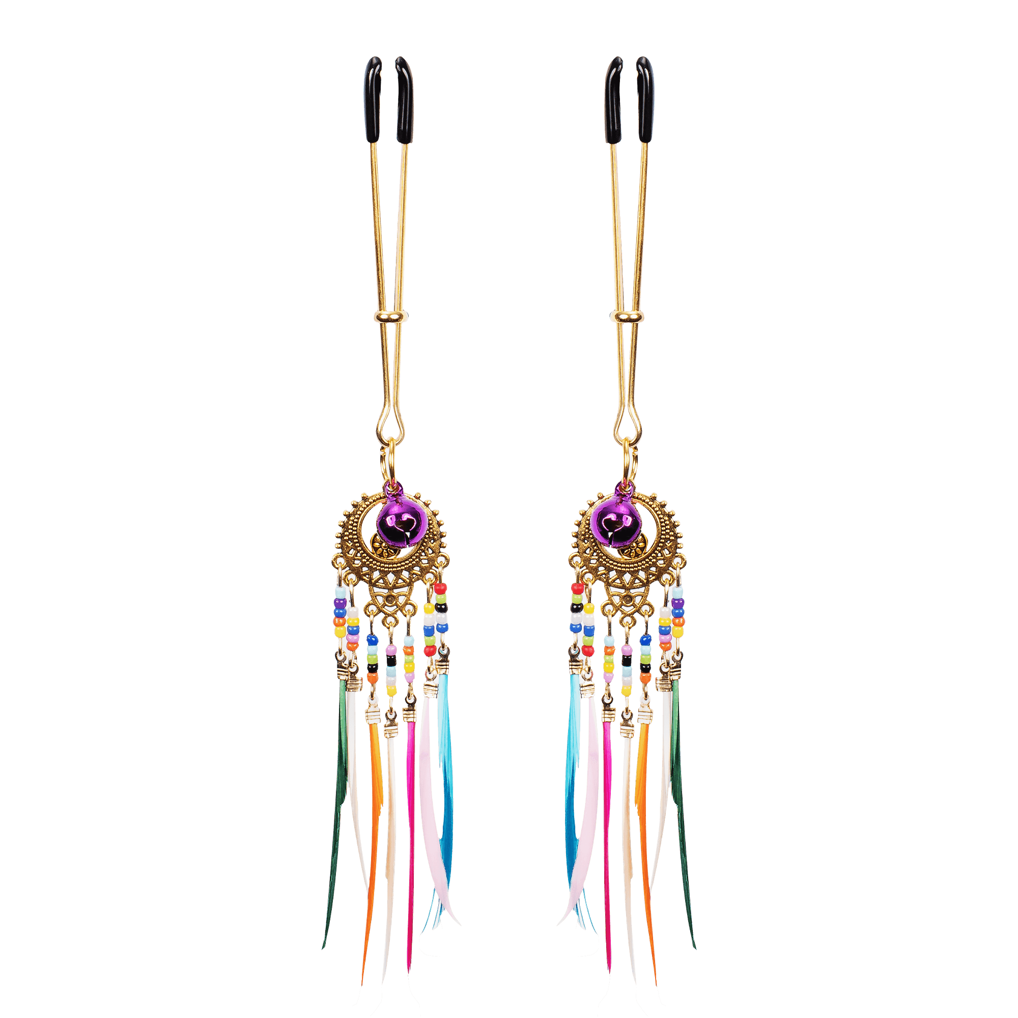 Rimba Bondage Play - Tepelklemmen met veren - Multicolor 5