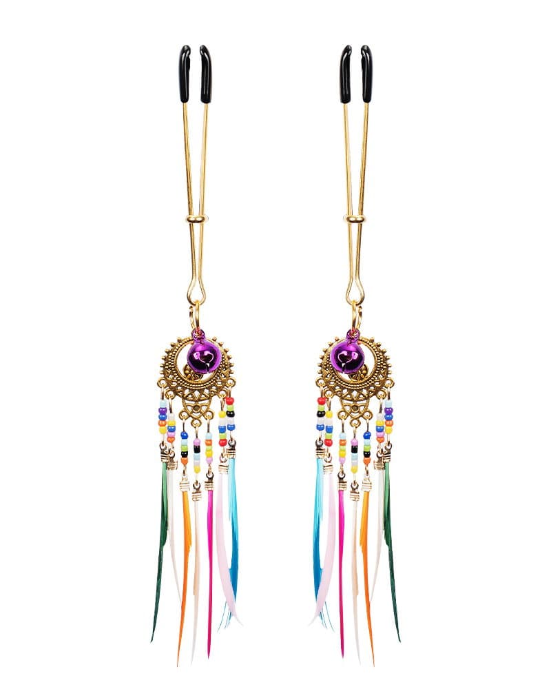 Rimba Bondage Play - Tepelklemmen met veren - Multicolor 1