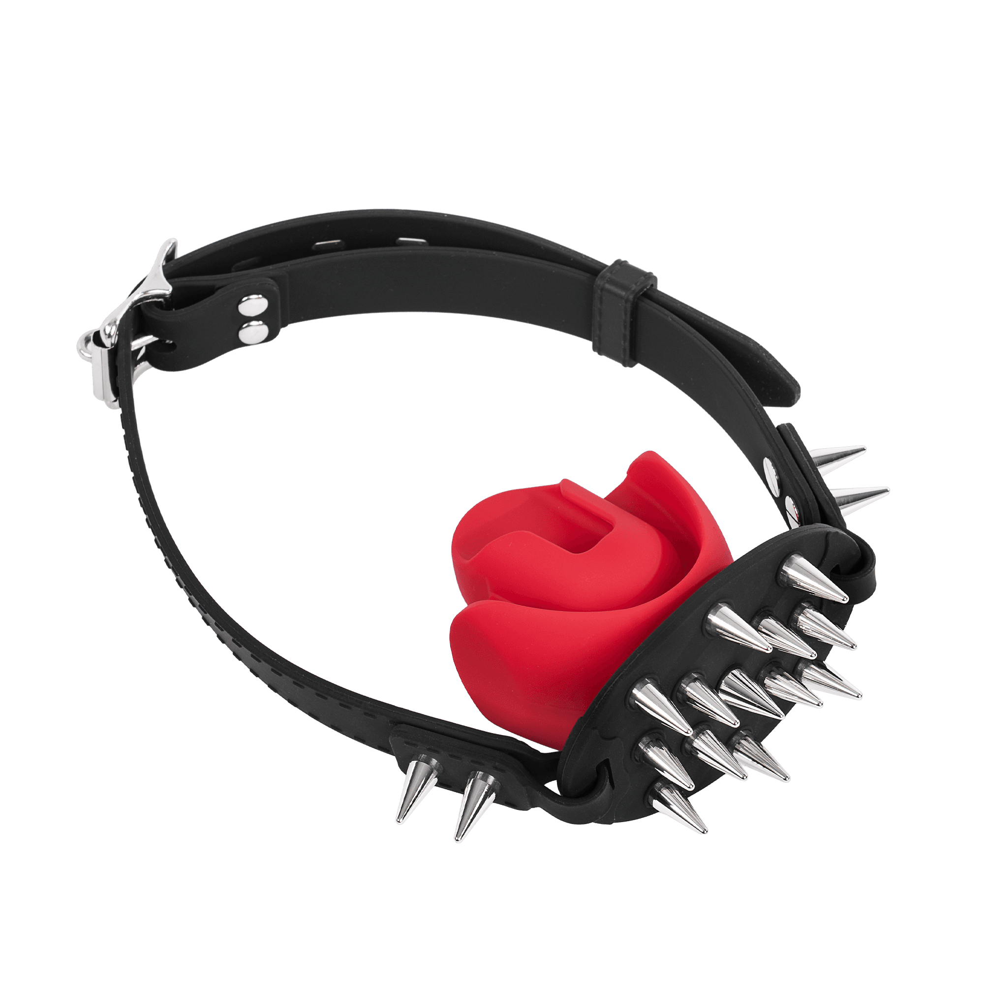 Rimba - Mondknevel met Bit en Studs - Zwart/Rood 3